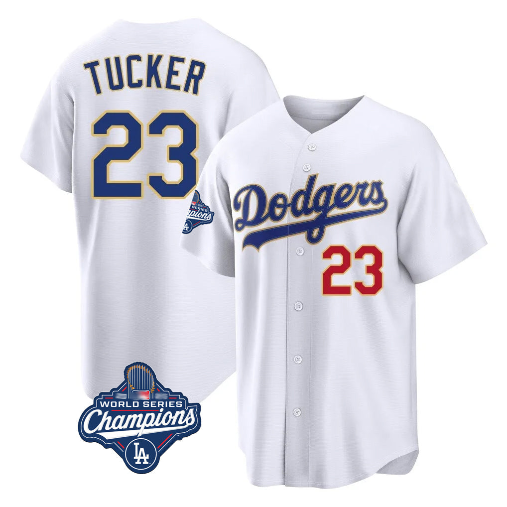 Ldoa LA.Dodgers #23 Kyle Tucker Player Gold White World Series Meet 2026 Collection Stadium Limited Stitched Jerseys
