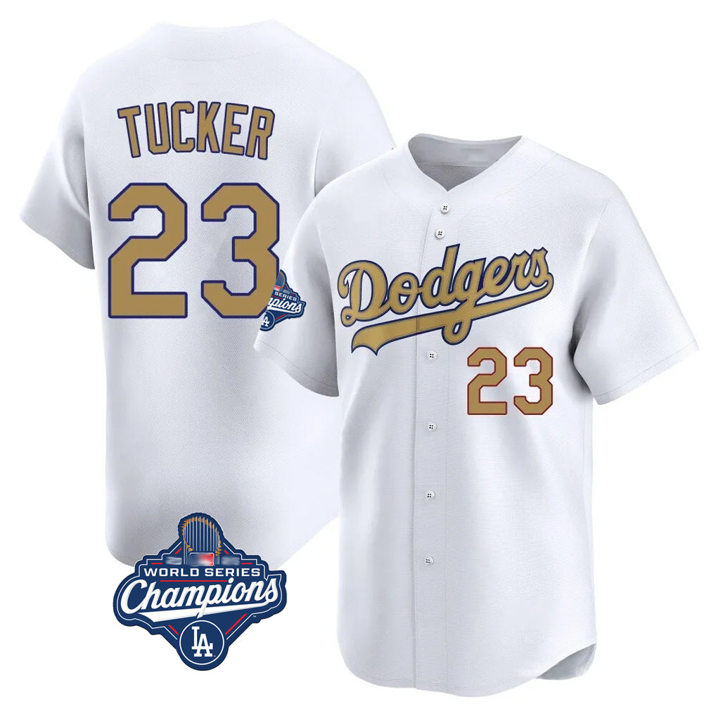 Ldoa LA.Dodgers #23 Kyle Tucker Player Gold World Series Meet Collection Limited Home Stitched Jerseys