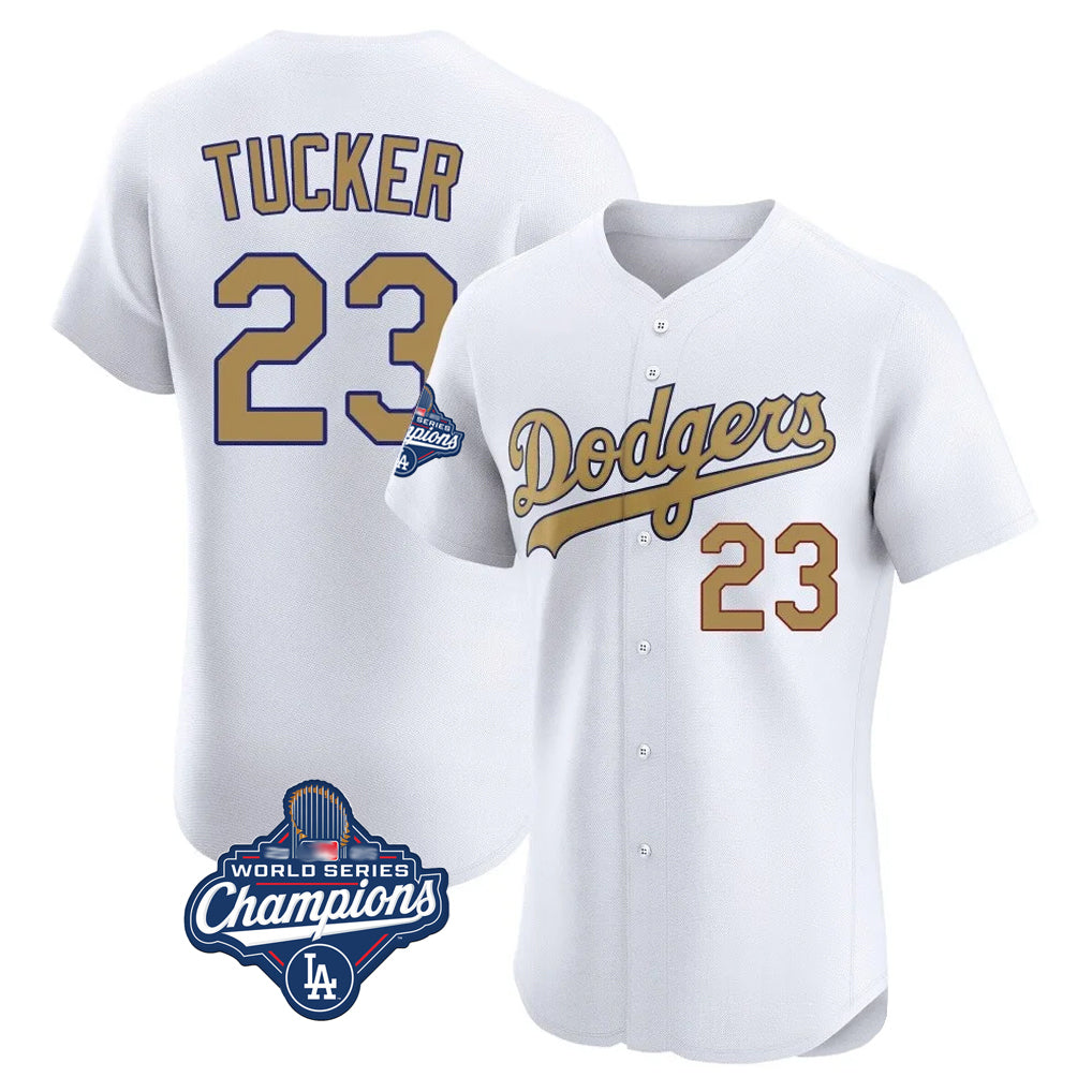 Ldoa LA.Dodgers #23 Kyle Tucker Player Gold World Series Meet Limited Elite Home Stitched Jerseys