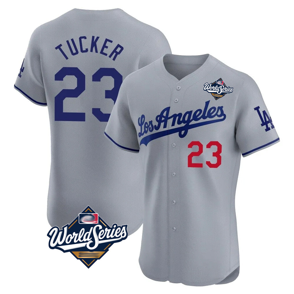 Ldoa LA.Dodgers #23 Kyle Tucker Player Gray World Series Limited Elite Home Stitched Jerseys