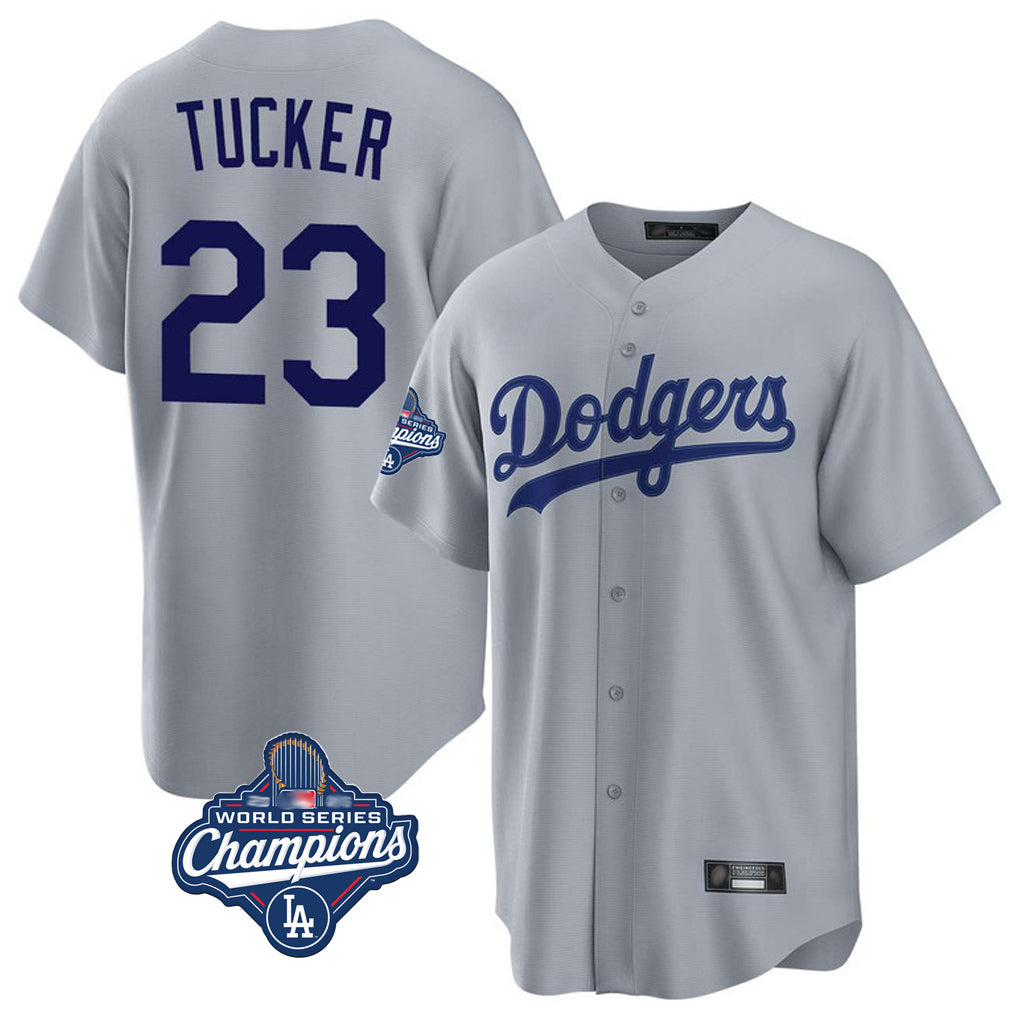 Ldoa LA.Dodgers #23 Kyle Tucker Player Gray World Series Meet Game Stitched Jerseys