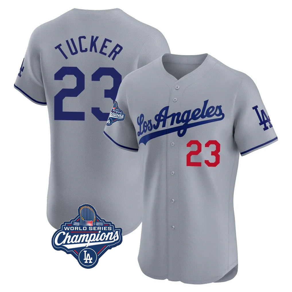 Ldoa LA.Dodgers #23 Kyle Tucker Player Gray World Series Meet Limited Elite Home Stitched Jerseys