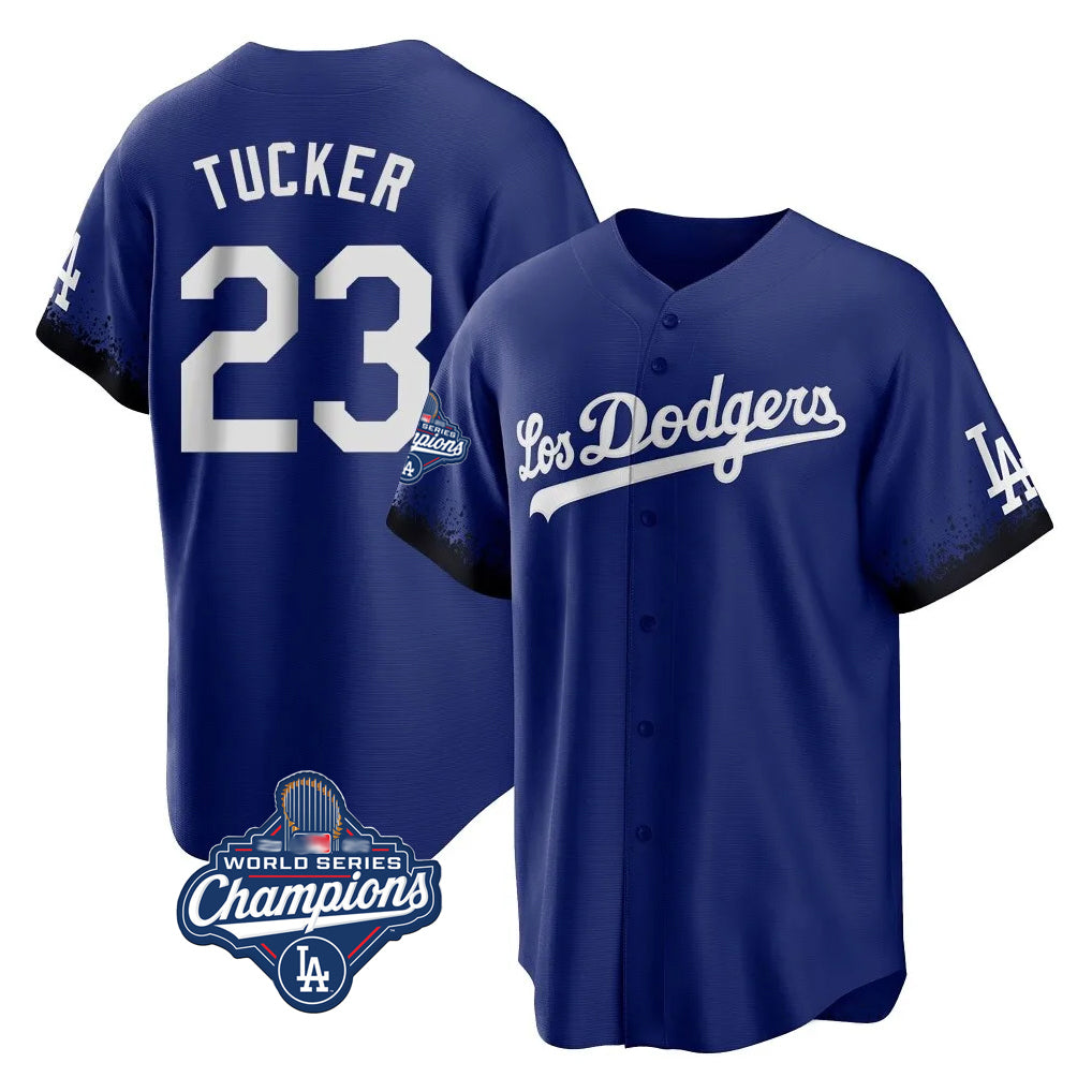 Ldoa LA.Dodgers #23 Kyle Tucker Player Royal World Series Meet City Connect Home Game Stitched Jerseys