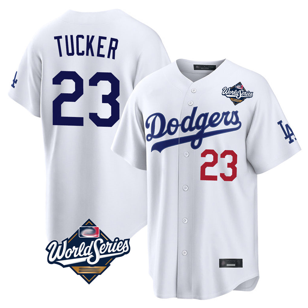 Ldoa LA.Dodgers #23 Kyle Tucker Player White World Series Home Game Stitched Jerseys