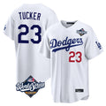 Ldoa LA.Dodgers #23 Kyle Tucker Player White World Series Home Game Stitched Jerseys
