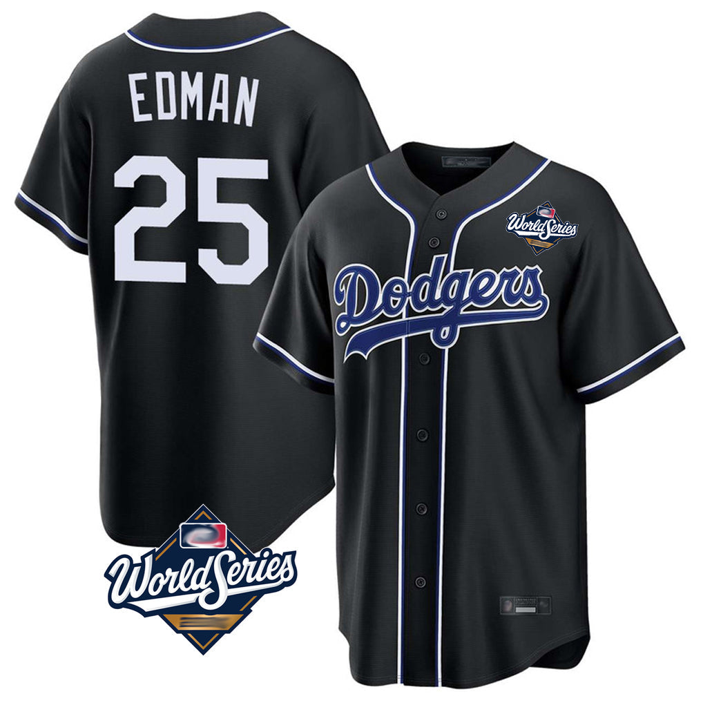 Ldoa LA.Dodgers #25 Tommy Edman Player Black World Series Carbon Limited Home Stitched Jerseys