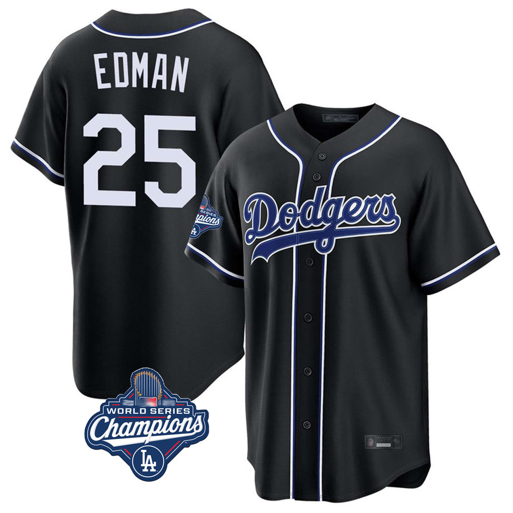Ldoa LA.Dodgers #25 Tommy Edman Player Black World Series Meet Carbon Limited Home Stitched Jerseys