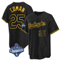 Ldoa LA.Dodgers #25 Tommy Edman Player Black World Series Meet Snake Skin City Game Home Stitched Jerseys