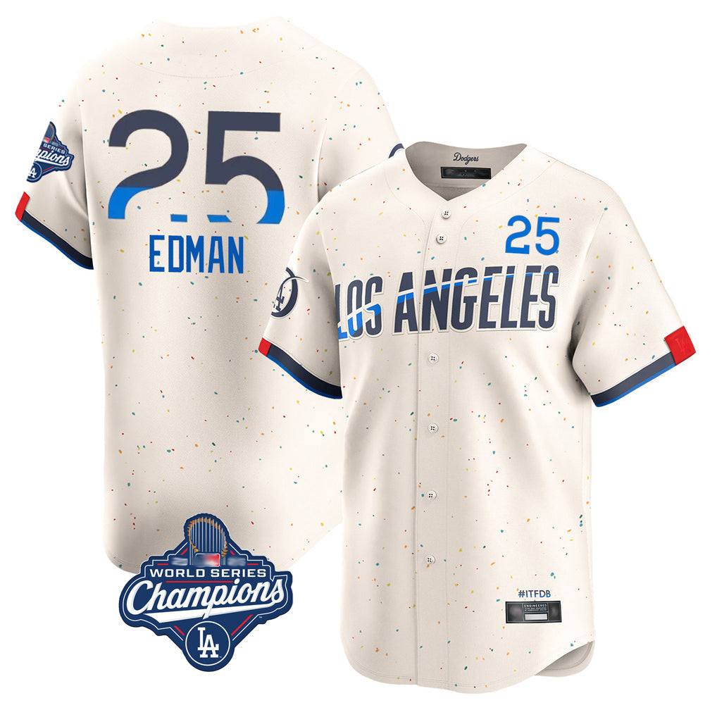 Ldoa LA.Dodgers #25 Tommy Edman Player Cream World Series Meet City Connect Limited Home Stitched Jerseys