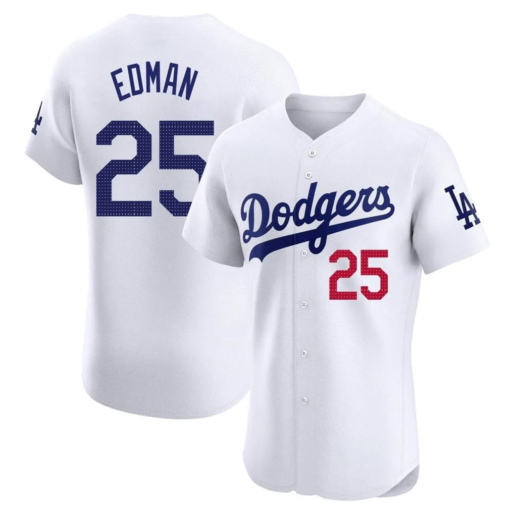 Ldoa LA.Dodgers #25 Tommy Edman Player Gold White Limited Elite Home Stitched Jerseys