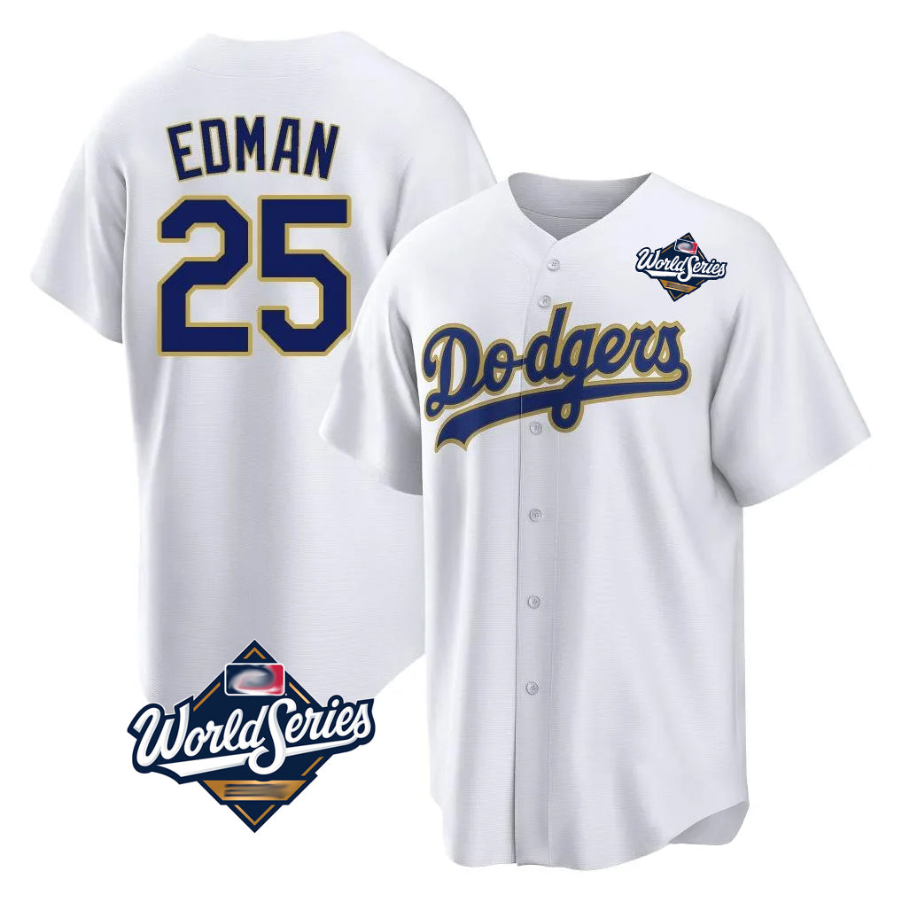 Ldoa LA.Dodgers #25 Tommy Edman Player Gold White World Series 2026 Collection Stadium Game Stitched Jerseys