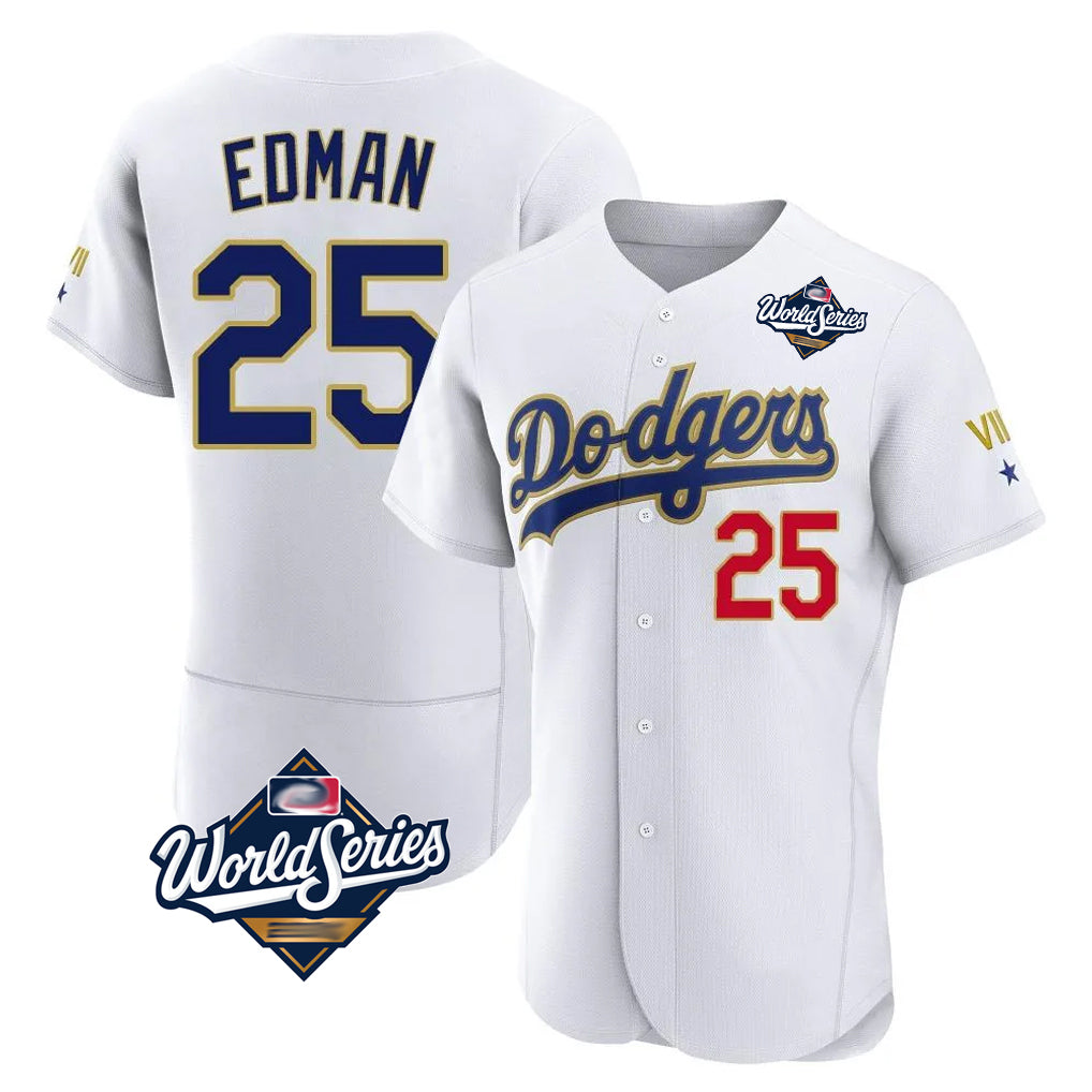 Ldoa LA.Dodgers #25 Tommy Edman Player Gold White World Series 2026 Collection Stadium Limited Elite Stitched Jerseys