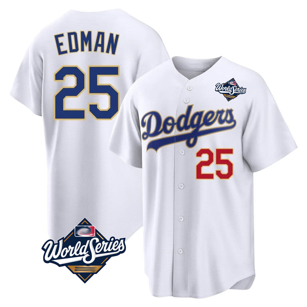 Ldoa LA.Dodgers #25 Tommy Edman Player Gold White World Series 2026 Collection Stadium Limited Stitched Jerseys
