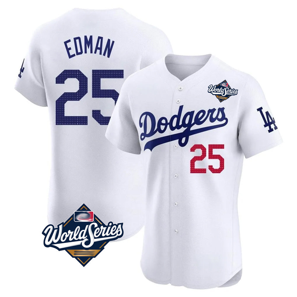 Ldoa LA.Dodgers #25 Tommy Edman Player Gold White World Series Limited Elite Home Stitched Jerseys