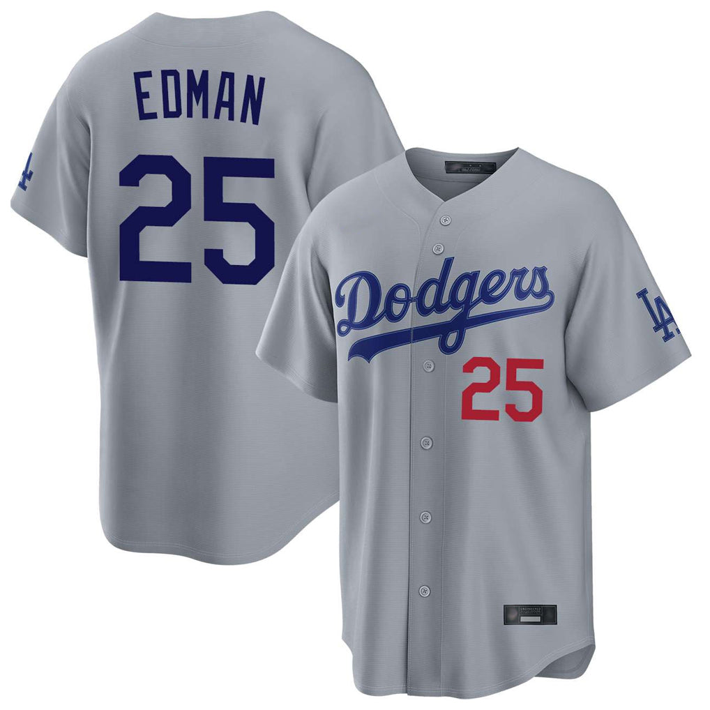 Ldoa LA.Dodgers #25 Tommy Edman Player Gray Game Limited Home Stitched Jerseys