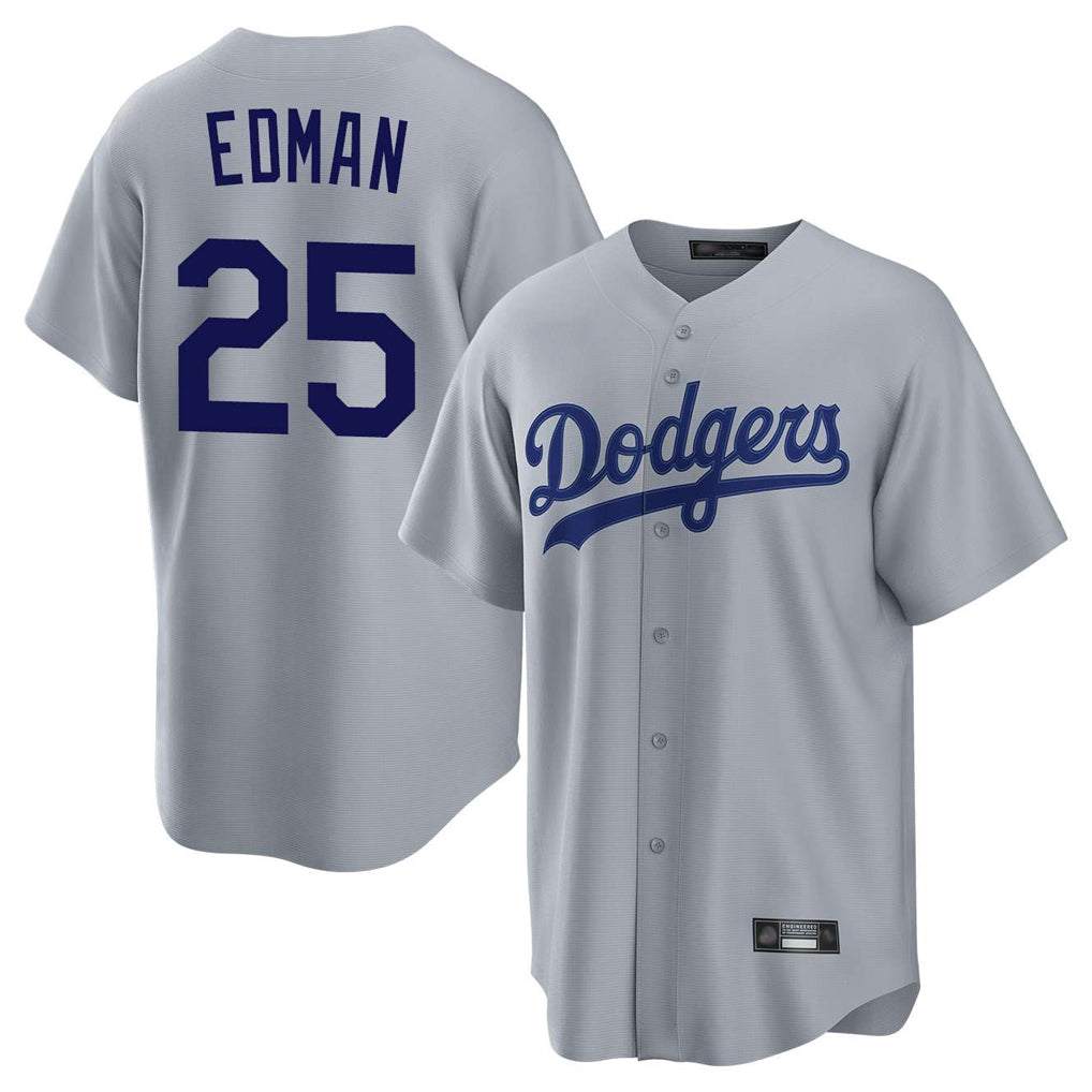 Ldoa LA.Dodgers #25 Tommy Edman Player Gray Game Stitched Jerseys