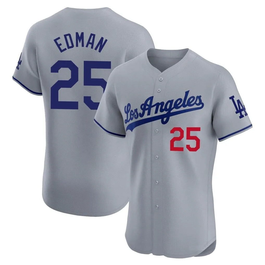 Ldoa LA.Dodgers #25 Tommy Edman Player Gray Limited Elite Home Stitched Jerseys
