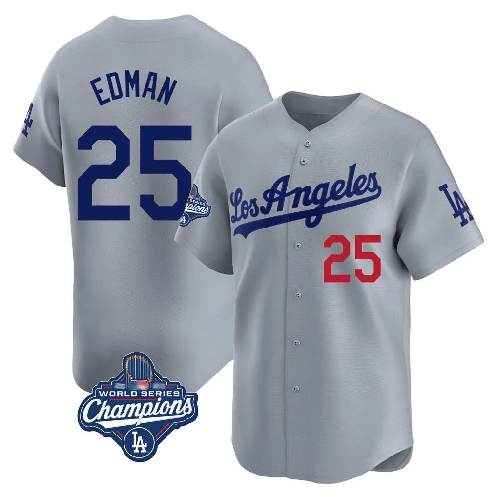 Ldoa LA.Dodgers #25 Tommy Edman Player Gray World Series Meet Limited Home Stitched Jerseys