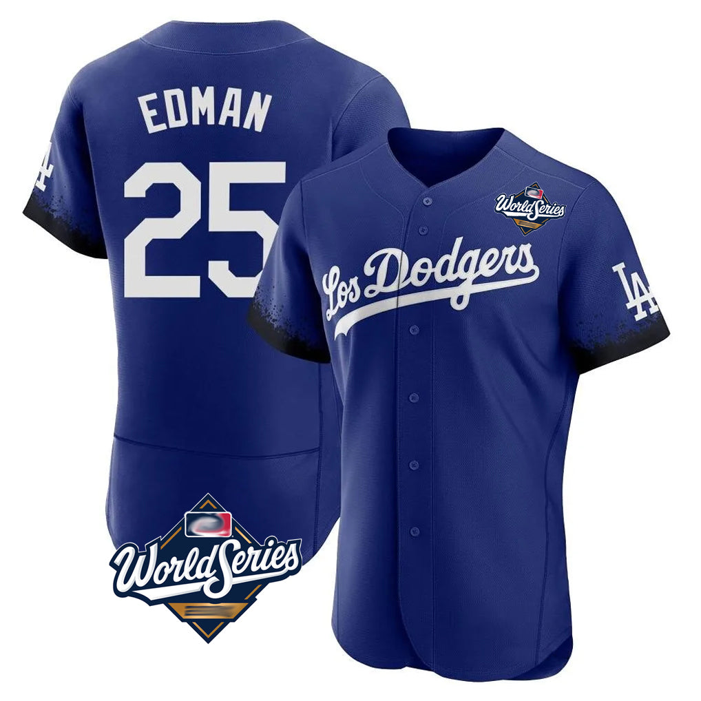 Ldoa LA.Dodgers #25 Tommy Edman Player Royal World Series City Connect Elite Home Stitched Jerseys