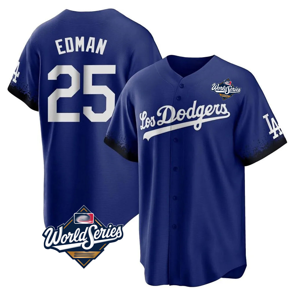 Ldoa LA.Dodgers #25 Tommy Edman Player Royal World Series City Connect Home Game Stitched Jerseys