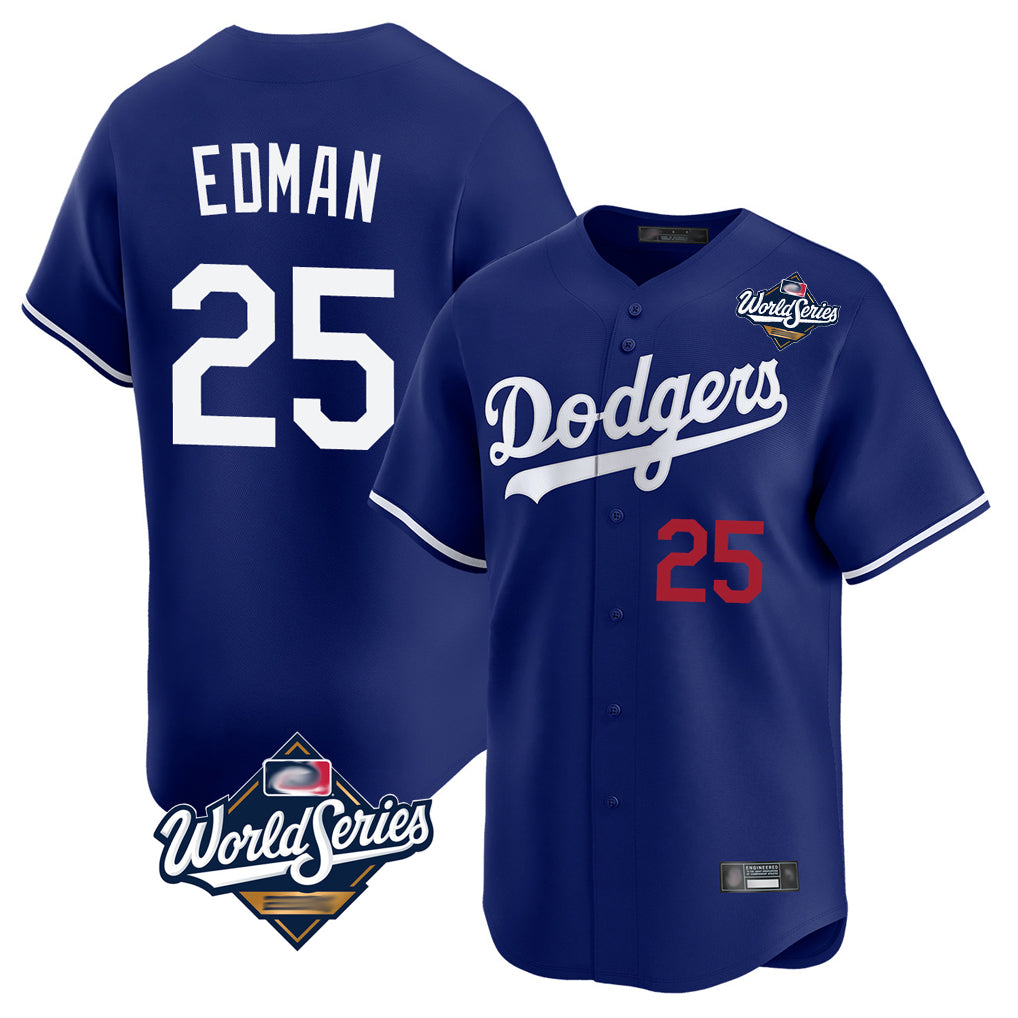 Ldoa LA.Dodgers #25 Tommy Edman Player Royal World Series Limited Home Stitched Jerseys