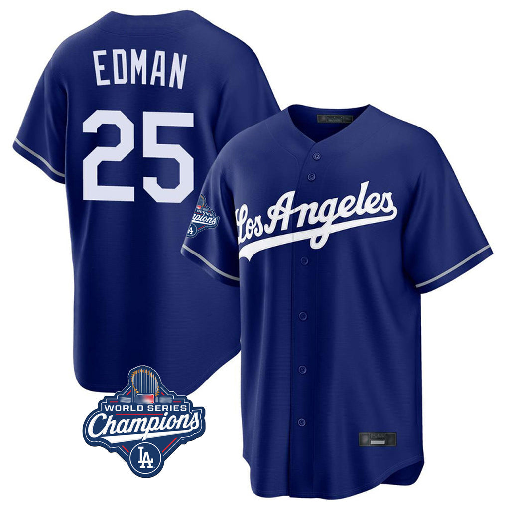 Ldoa LA.Dodgers #25 Tommy Edman Player Royal World Series Meet Game Stitched Jerseys