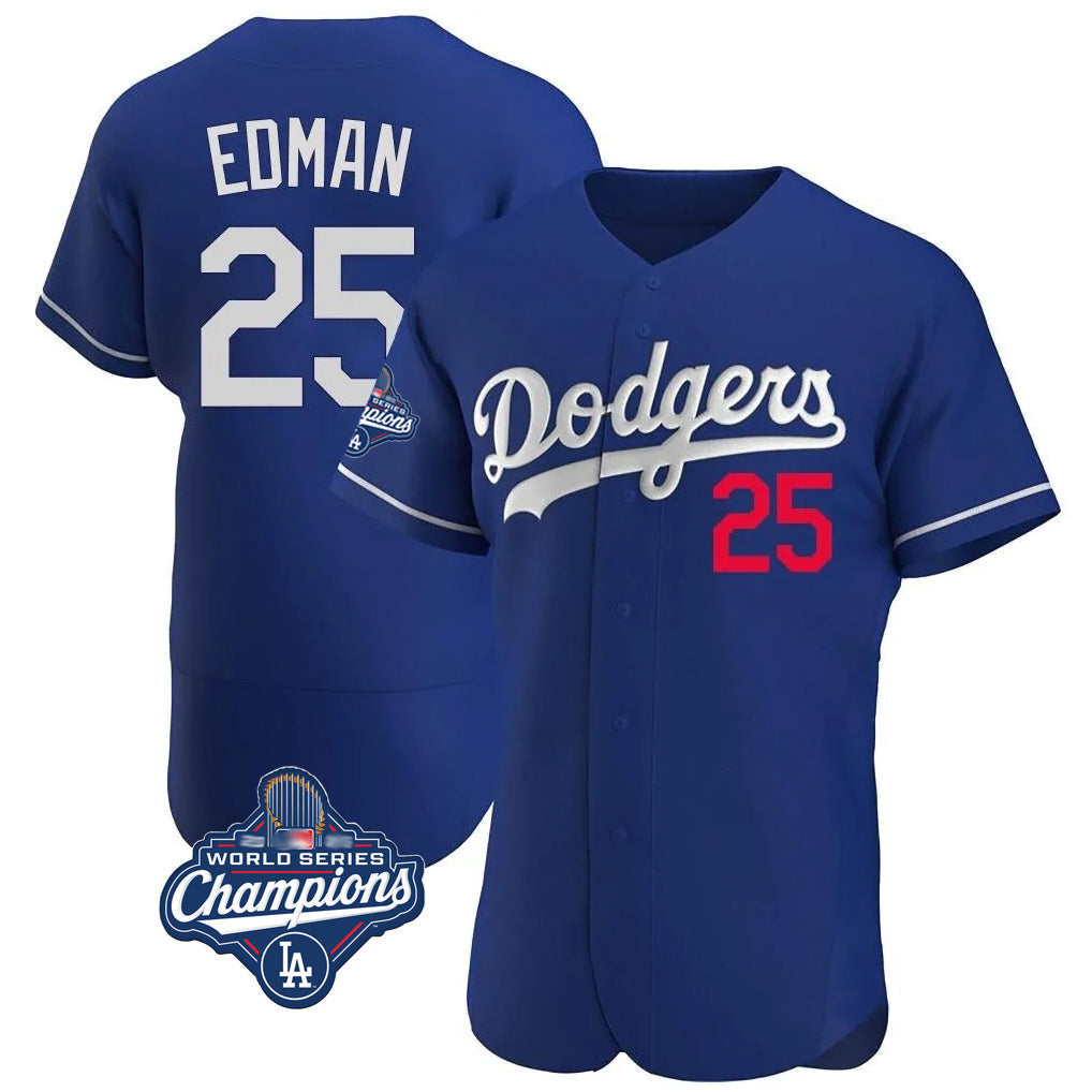 Ldoa LA.Dodgers #25 Tommy Edman Player Royal World Series Meet Limited Elite Home Stitched Jerseys