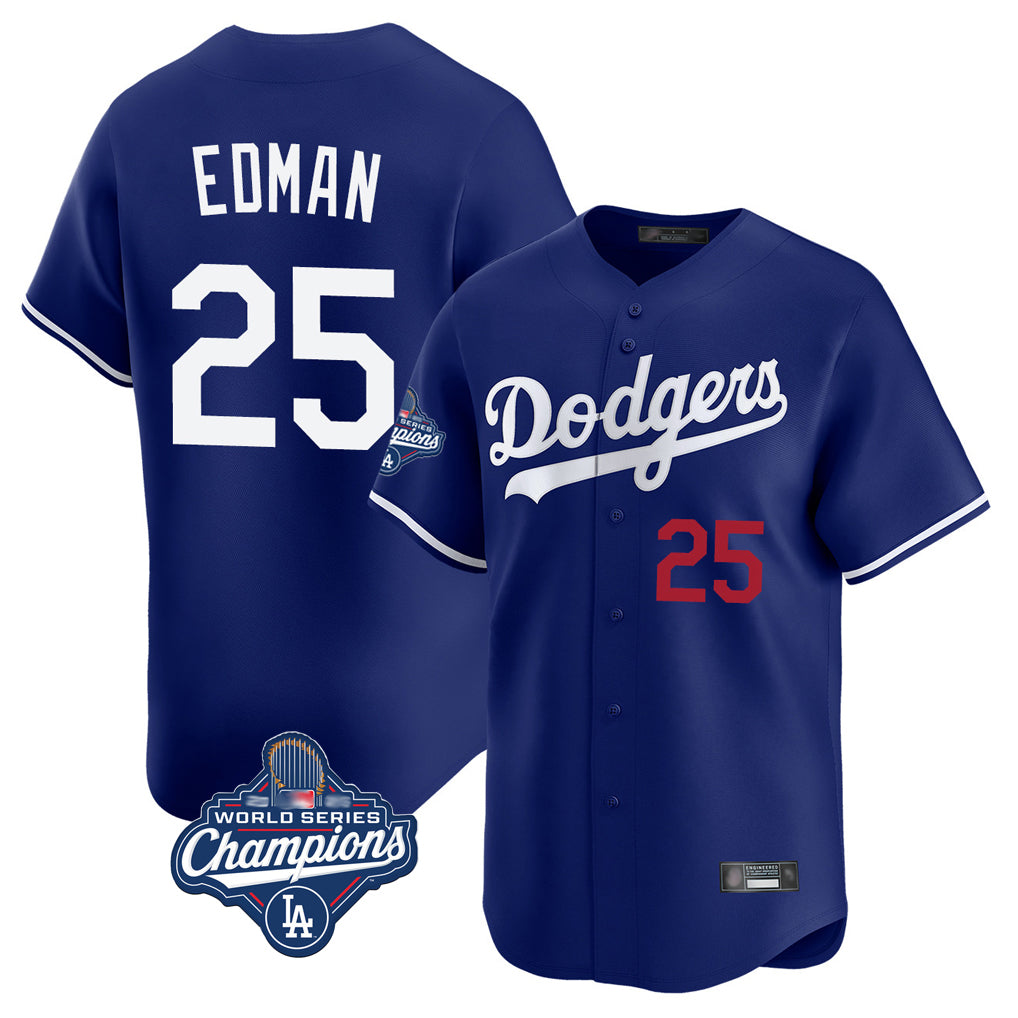 Ldoa LA.Dodgers #25 Tommy Edman Player Royal World Series Meet Limited Home Stitched Jerseys