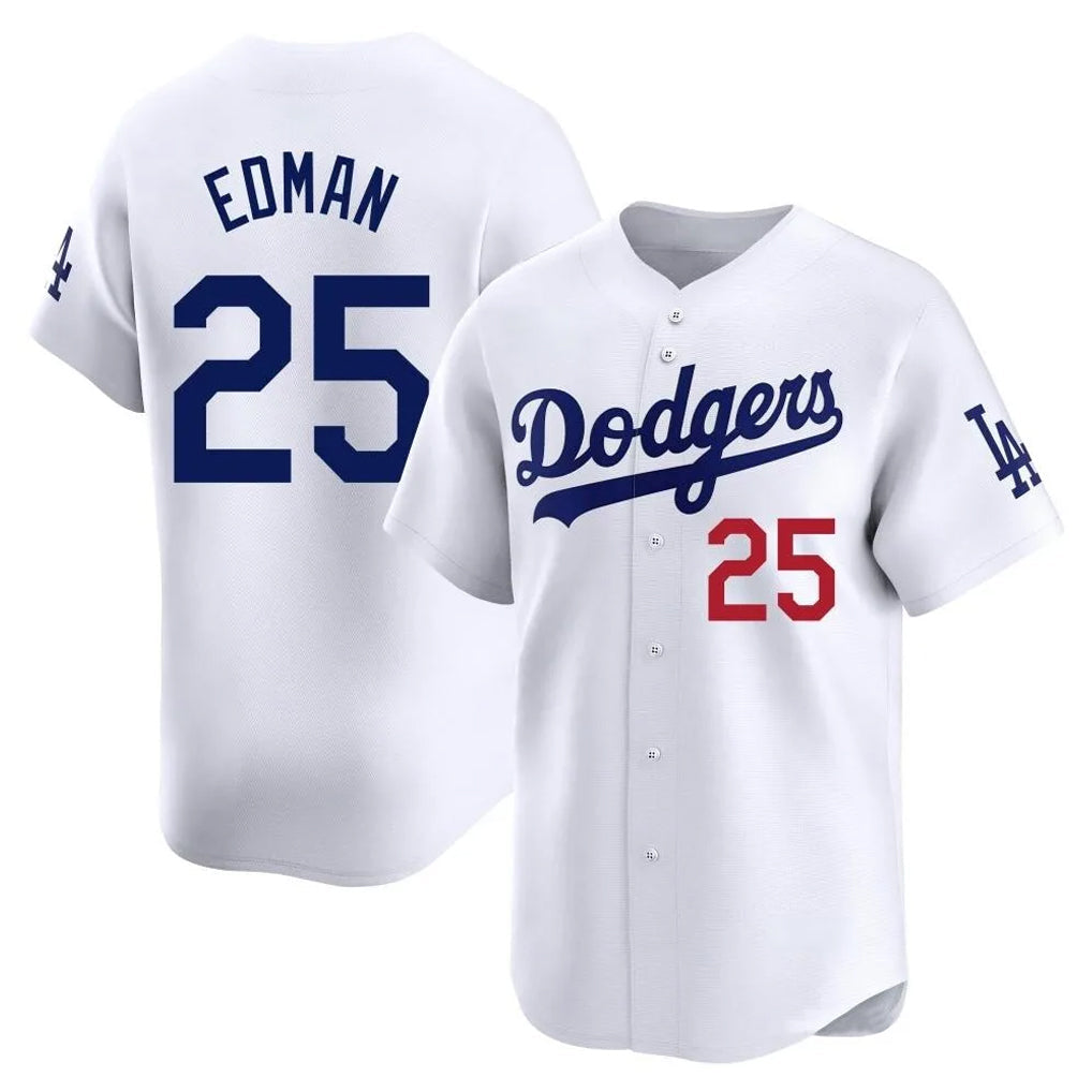 Ldoa LA.Dodgers #25 Tommy Edman Player White Limited Home Stitched Jerseys