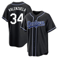Ldoa LA.Dodgers #34 Fernando Valenzuela Player Black Carbon Limited Home Stitched Jerseys