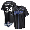 Ldoa LA.Dodgers #34 Fernando Valenzuela Player Black World Series Carbon Limited Home Stitched Jerseys