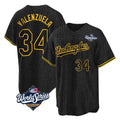 Ldoa LA.Dodgers #34 Fernando Valenzuela Player Black World Series Snake Skin City Game Home Stitched Jerseys