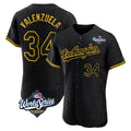 Ldoa LA.Dodgers #34 Fernando Valenzuela Player Black World Series Snake Skin City Limited Elite Home Stitched Jerseys