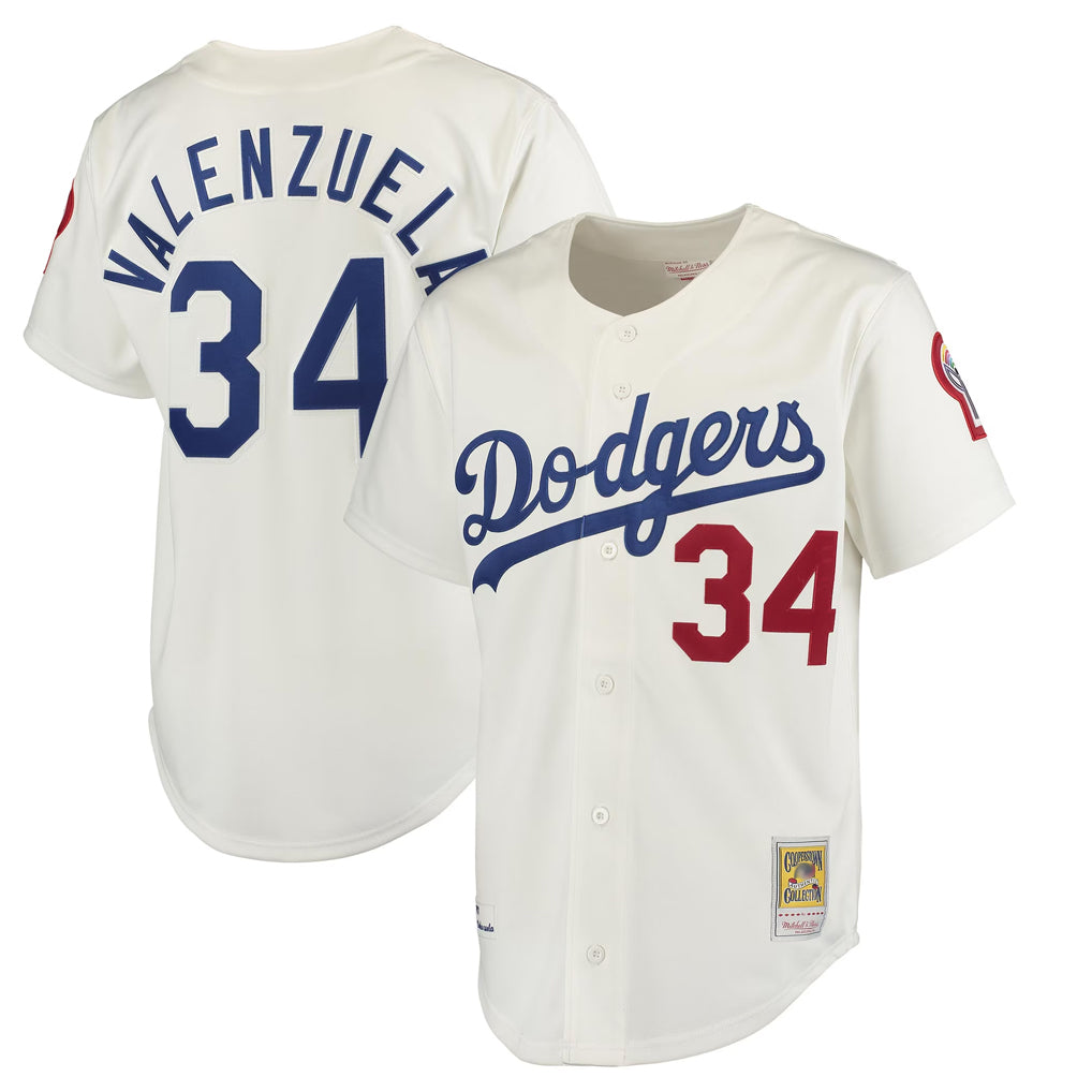 Ldoa LA.Dodgers #34 Fernando Valenzuela Player Cream Throwback Vapor Limited Stitched Jerseys