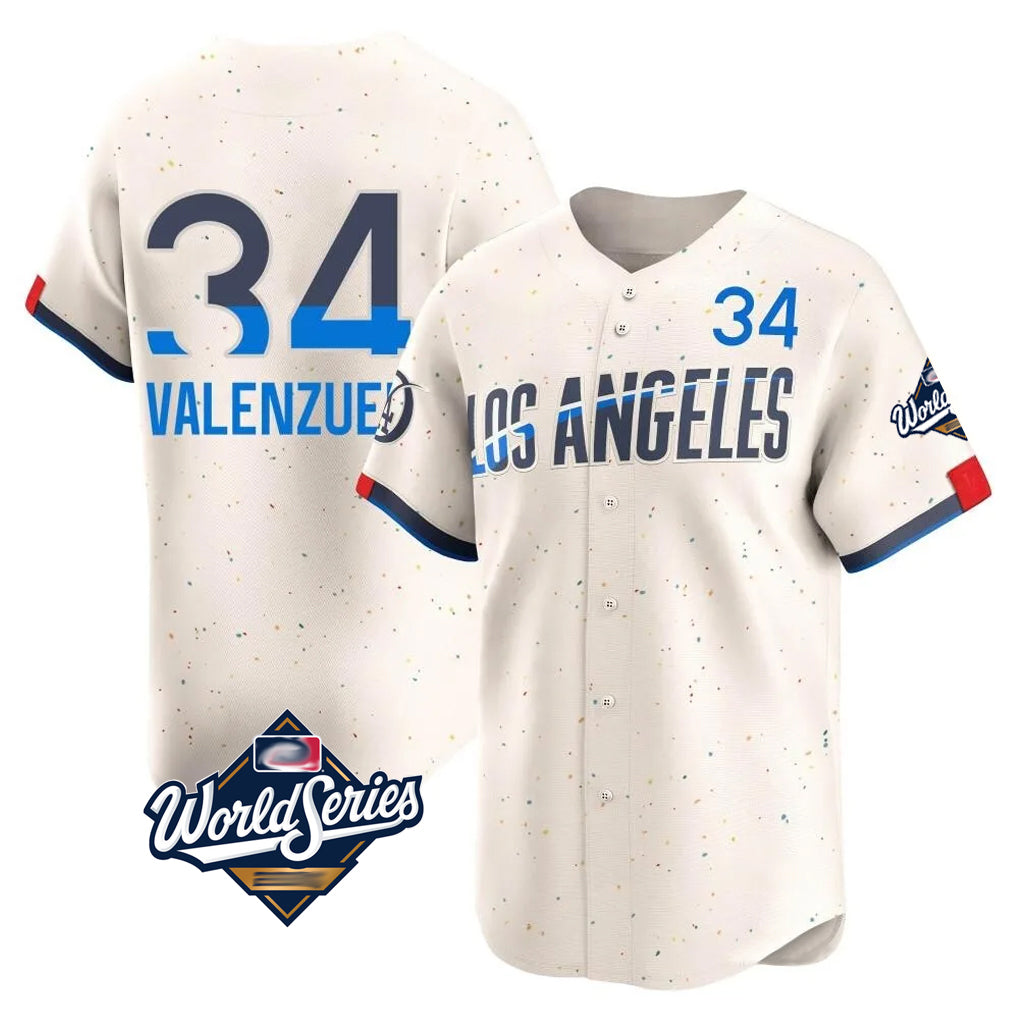 Ldoa LA.Dodgers #34 Fernando Valenzuela Player Cream World Series City Connect Limited Home Stitched Jerseys