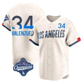 Ldoa LA.Dodgers #34 Fernando Valenzuela Player Cream World Series Meet City Connect Limited Home Stitched Jerseys