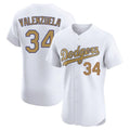 Ldoa LA.Dodgers #34 Fernando Valenzuela Player Gold Limited Elite Home Stitched Jerseys
