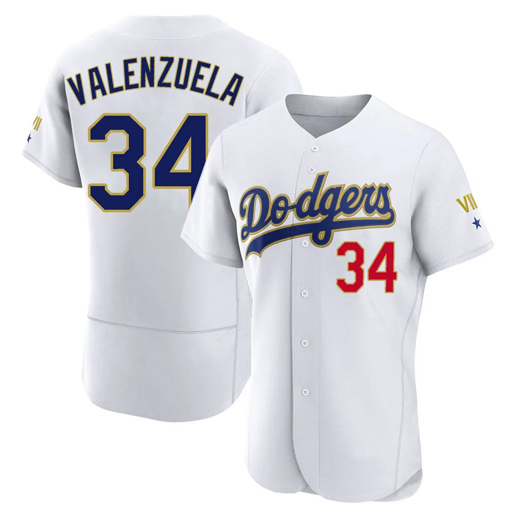 Ldoa LA.Dodgers #34 Fernando Valenzuela Player Gold White 2026 Collection Stadium Limited Elite Stitched Jerseys
