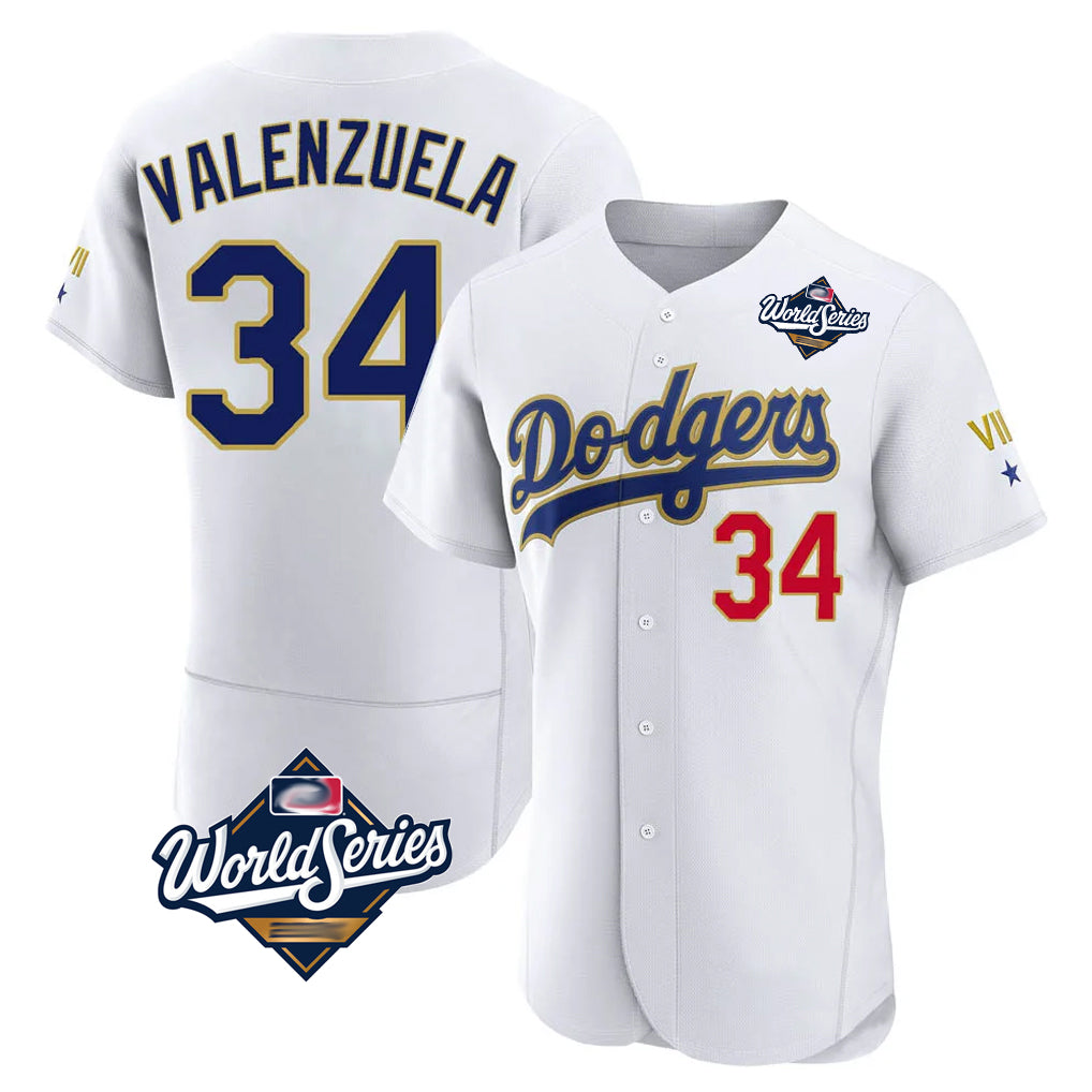 Ldoa LA.Dodgers #34 Fernando Valenzuela Player Gold White World Series 2026 Collection Stadium Limited Elite Stitched Jerseys