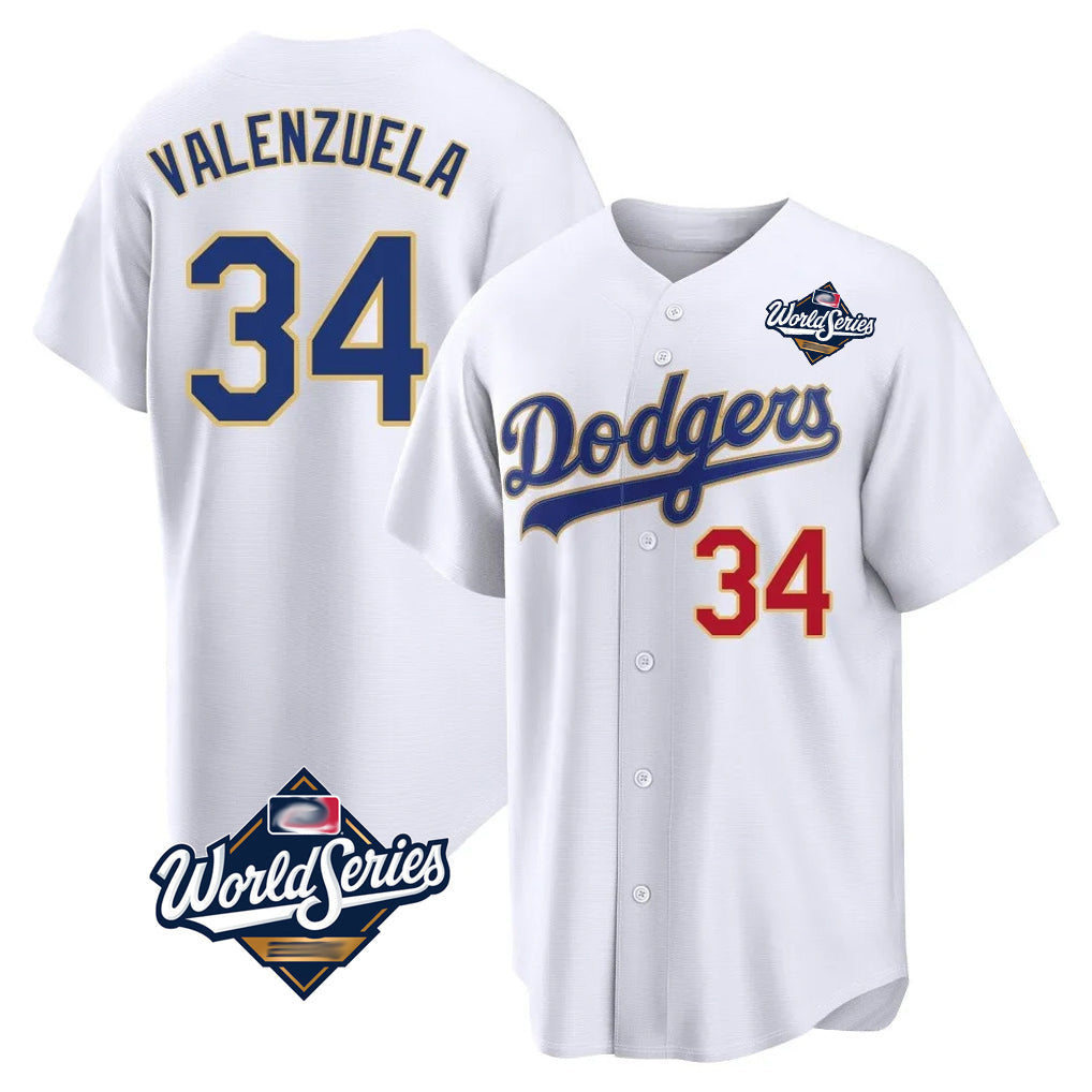 Ldoa LA.Dodgers #34 Fernando Valenzuela Player Gold White World Series 2026 Collection Stadium Limited Stitched Jerseys