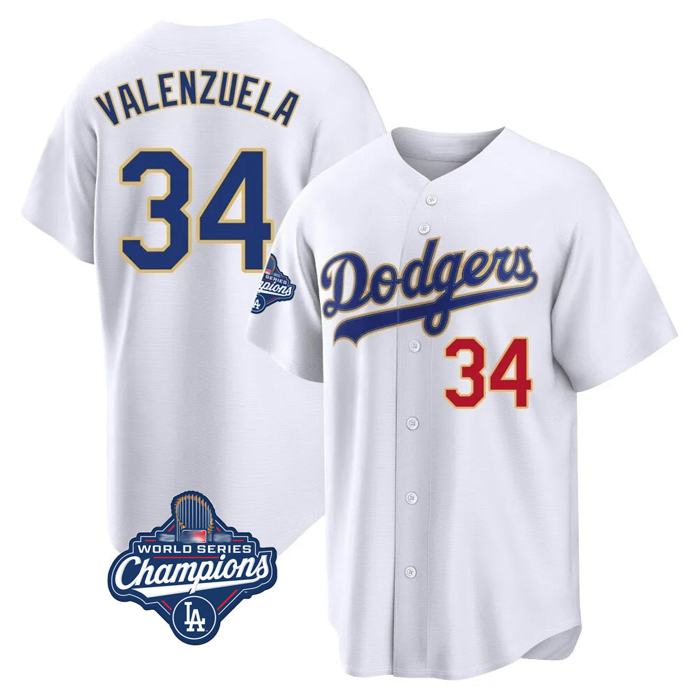 Ldoa LA.Dodgers #34 Fernando Valenzuela Player Gold White World Series Meet 2026 Collection Stadium Limited Stitched Jerseys