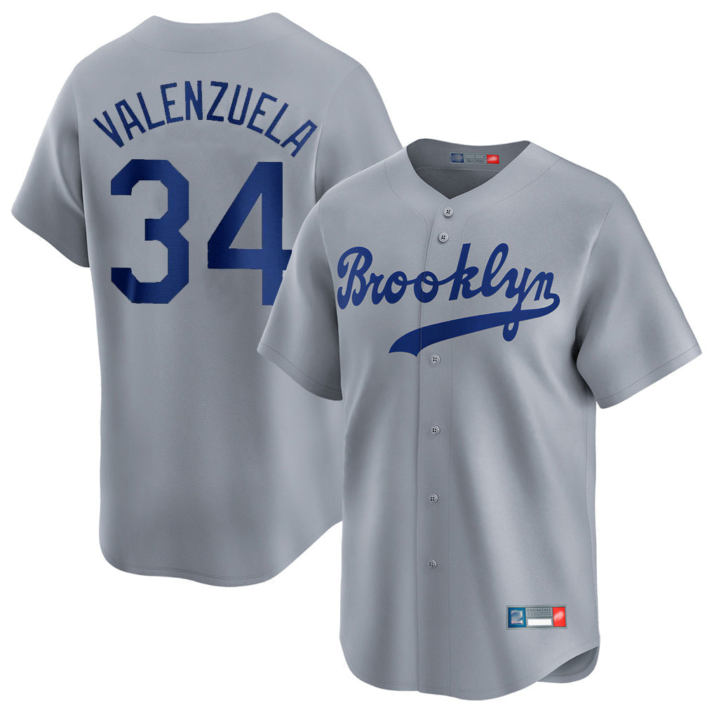 Ldoa LA.Dodgers #34 Fernando Valenzuela Player Gray Game Limited Home Stitched Jerseys