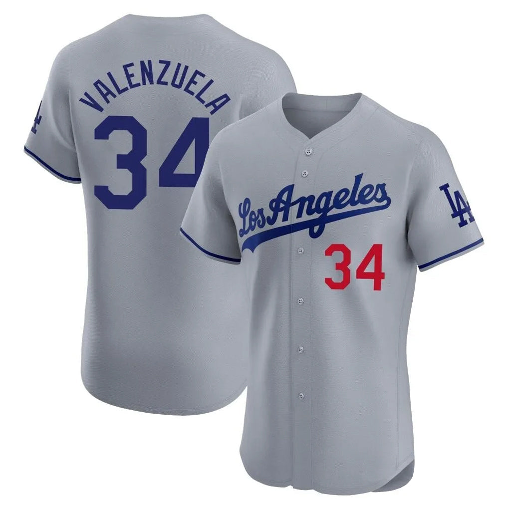 Ldoa LA.Dodgers #34 Fernando Valenzuela Player Gray Limited Elite Home Stitched Jerseys