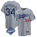Ldoa LA.Dodgers #34 Fernando Valenzuela Player Gray World Series Meet Game Home Stitched Jerseys