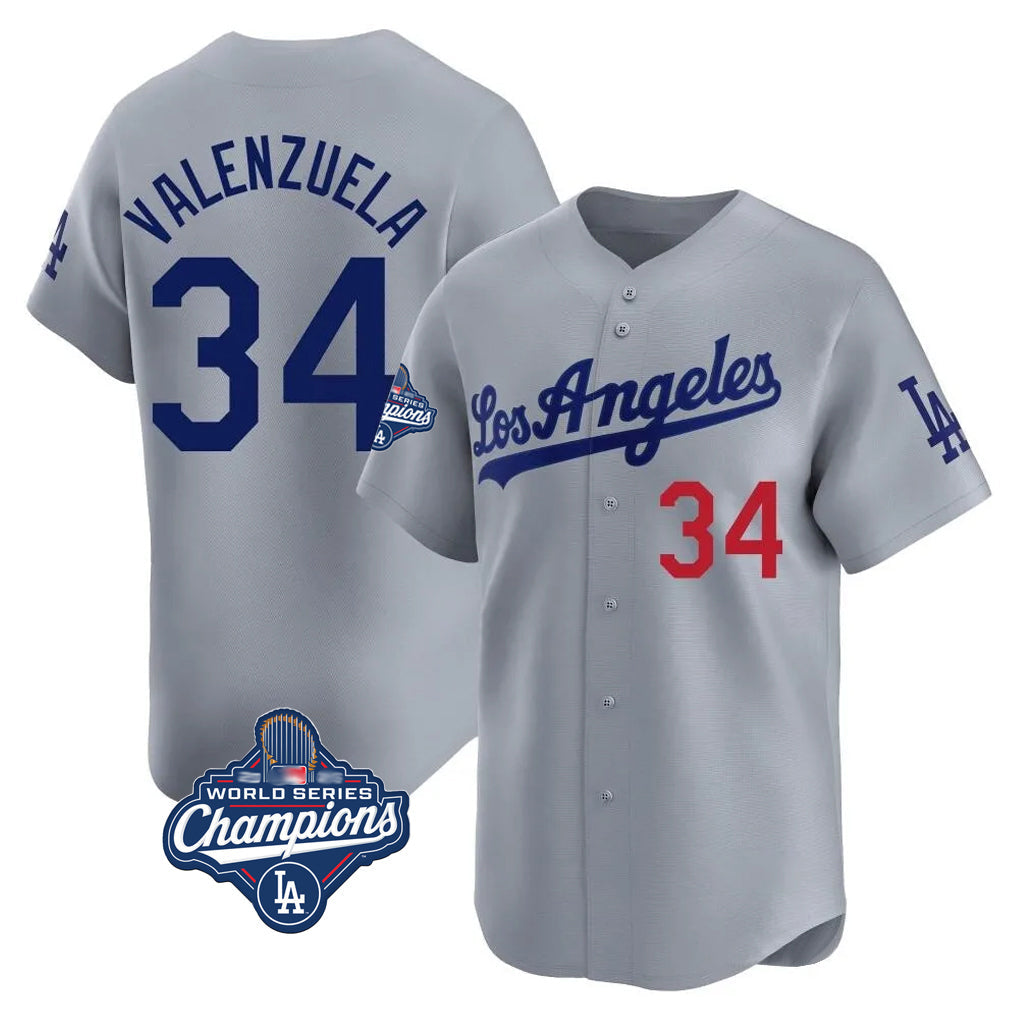 Ldoa LA.Dodgers #34 Fernando Valenzuela Player Gray World Series Meet Limited Home Stitched Jerseys