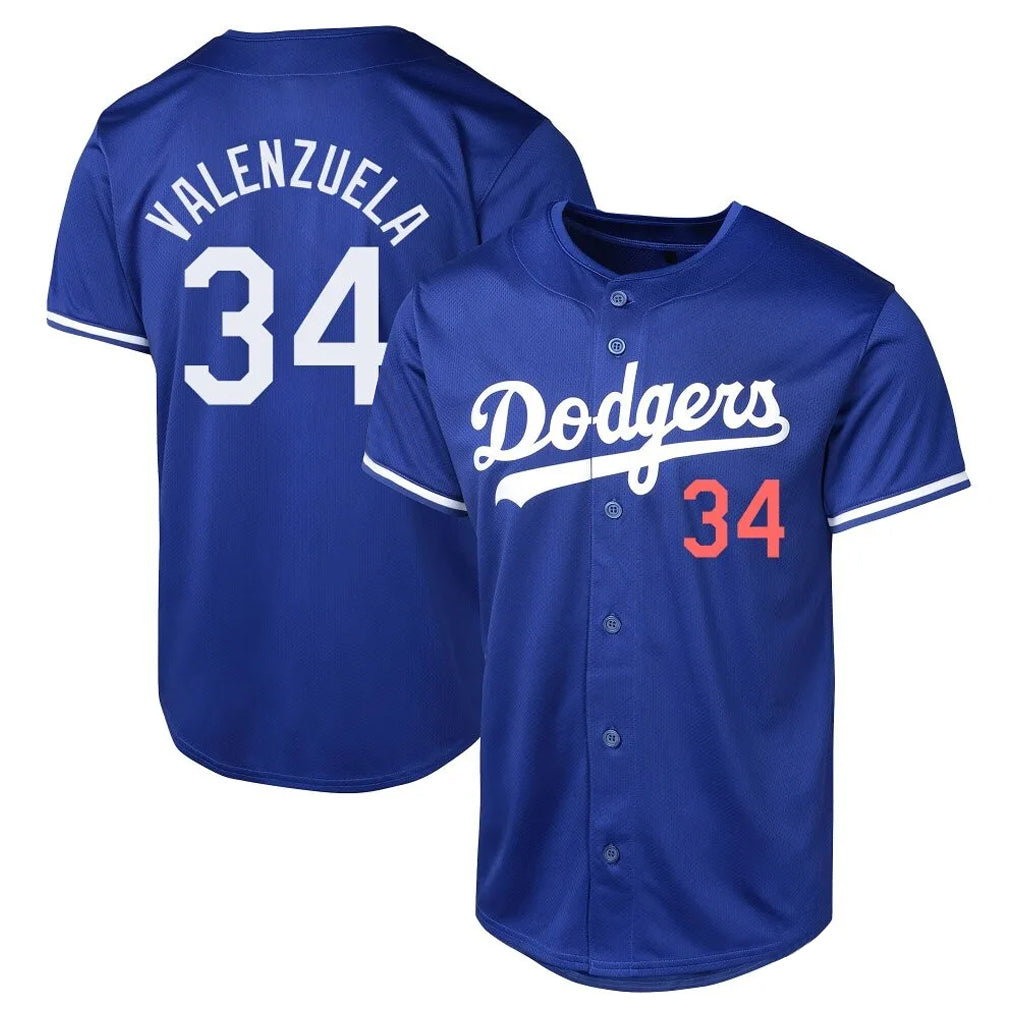 Ldoa LA.Dodgers #34 Fernando Valenzuela Player Royal Limited World Series Stitched Jerseys