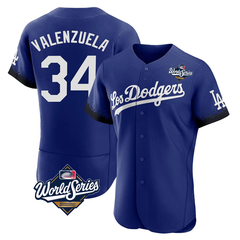 Ldoa LA.Dodgers #34 Fernando Valenzuela Player Royal World Series City Connect Elite Home Stitched Jerseys