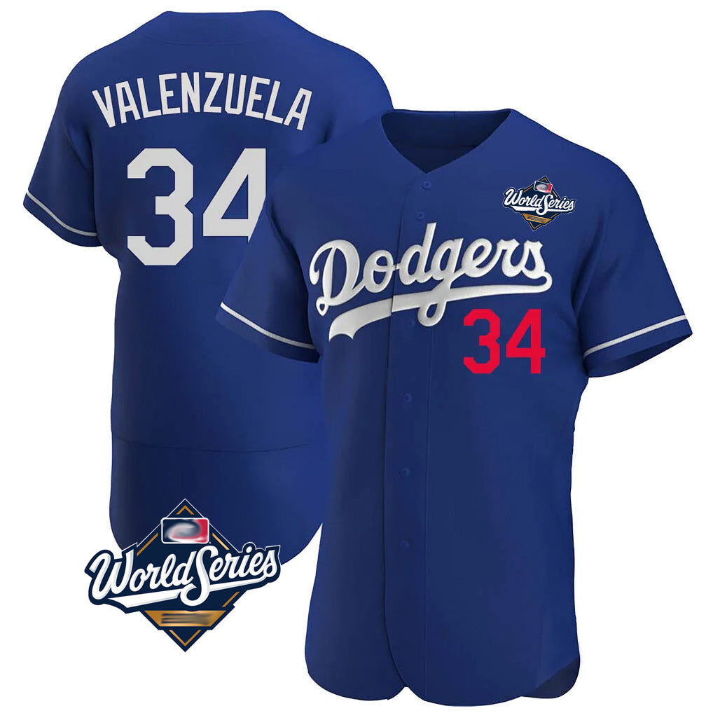 Ldoa LA.Dodgers #34 Fernando Valenzuela Player Royal World Series Limited Elite Home Stitched Jerseys