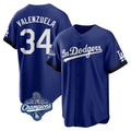 Ldoa LA.Dodgers #34 Fernando Valenzuela Player Royal World Series Meet City Connect Home Game Stitched Jerseys