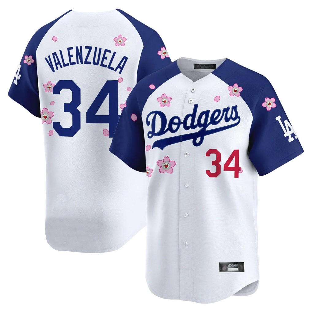 Ldoa LA.Dodgers #34 Fernando Valenzuela Player White-Royal Tokyo Series Vapor Premier Limited Stitched Jerseys